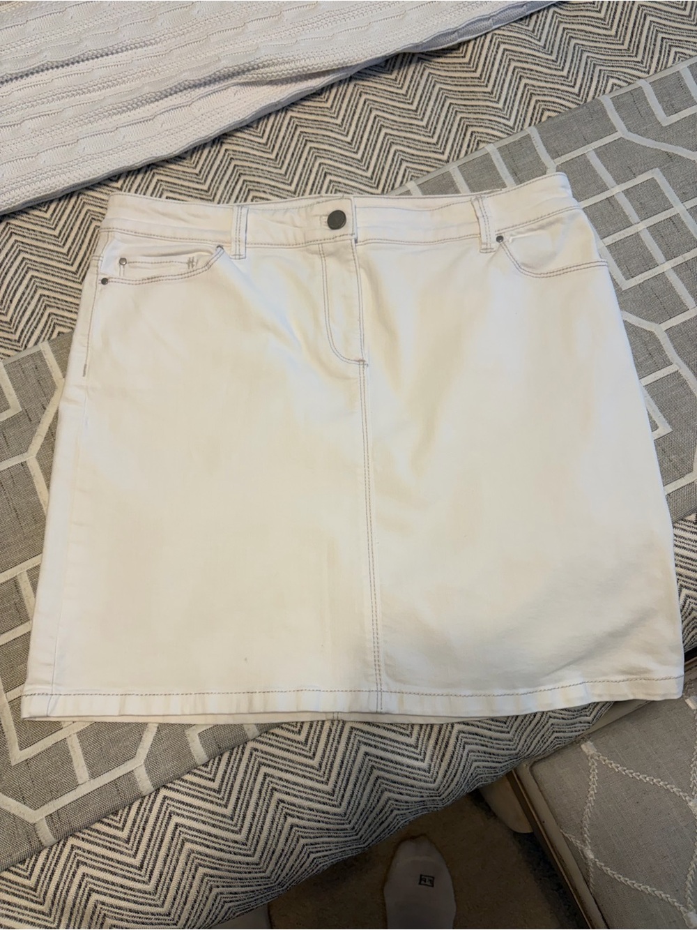 Classic White Denim Skirt Ann Taylor